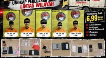 Satresnarkoba Polres Karo Mengamankan Lima Pria Ungkap Peredaran Sabu Lintas Wilayah